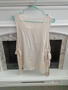 Ladies Linen Blend Cream Top/Vest